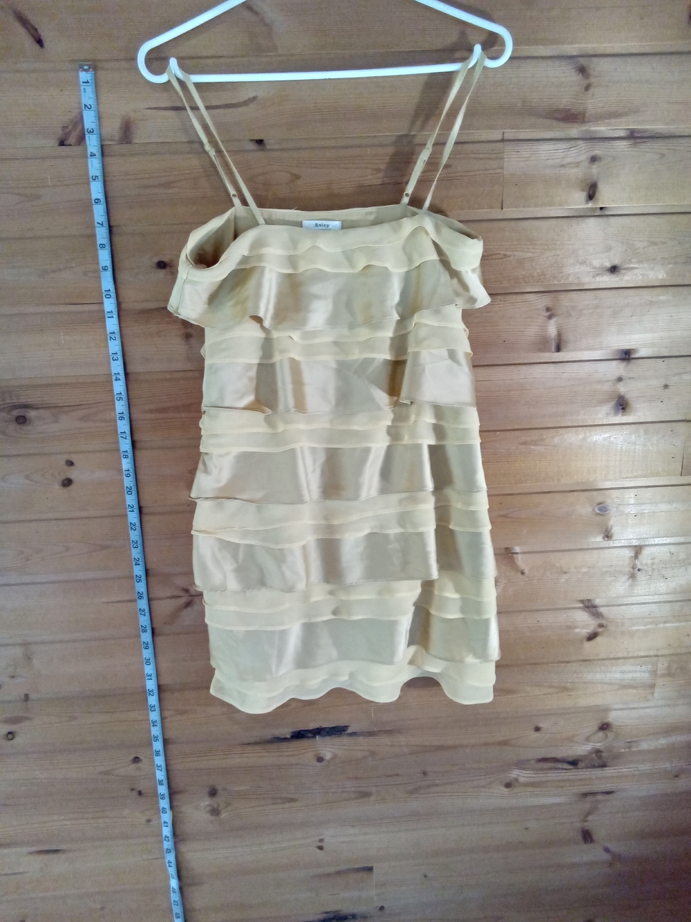 Esley Yellow Layered Ruffle Mini Dress with Spaghetti Straps